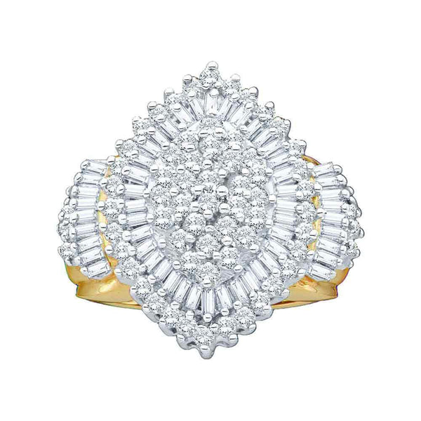 10kt Yellow Gold Women's Diamond Oval Cluster Ring 2.00 Cttw-Gold & Diamond Rings-JadeMoghul Inc.