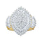 10kt Yellow Gold Women's Diamond Oval Cluster Ring 2.00 Cttw-Gold & Diamond Rings-JadeMoghul Inc.