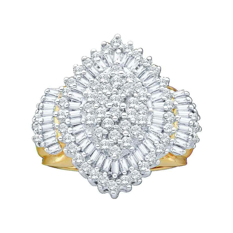 10kt Yellow Gold Women's Diamond Oval Cluster Ring 2.00 Cttw-Gold & Diamond Rings-JadeMoghul Inc.