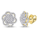 10kt Yellow Gold Women's Diamond Pinwheel Cluster Earrings-Earrings-JadeMoghul Inc.