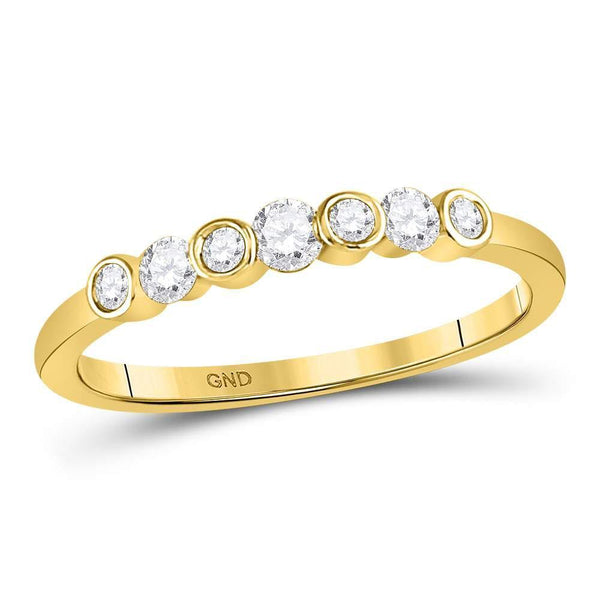 10kt Yellow Gold Women's Diamond Single Row Bezel Stackable Ring 1/4 Cttw-Gold & Diamond Rings-JadeMoghul Inc.