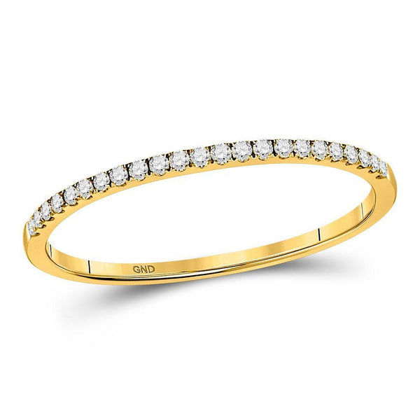 10kt Yellow Gold Women's Diamond Slender Single Row Stackable Band Ring 1/8 Cttw-Gold & Diamond Rings-JadeMoghul Inc.