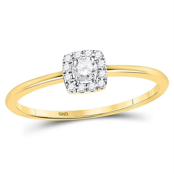 10kt Yellow Gold Women's Diamond Solitaire Stackable Band Ring-Rings And Bands-9-JadeMoghul Inc.