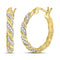 10kt Yellow Gold Women's Diamond Spiral Stripe Hoop Earrings 1/10 Cttw-Gold & Diamond Earrings-JadeMoghul Inc.