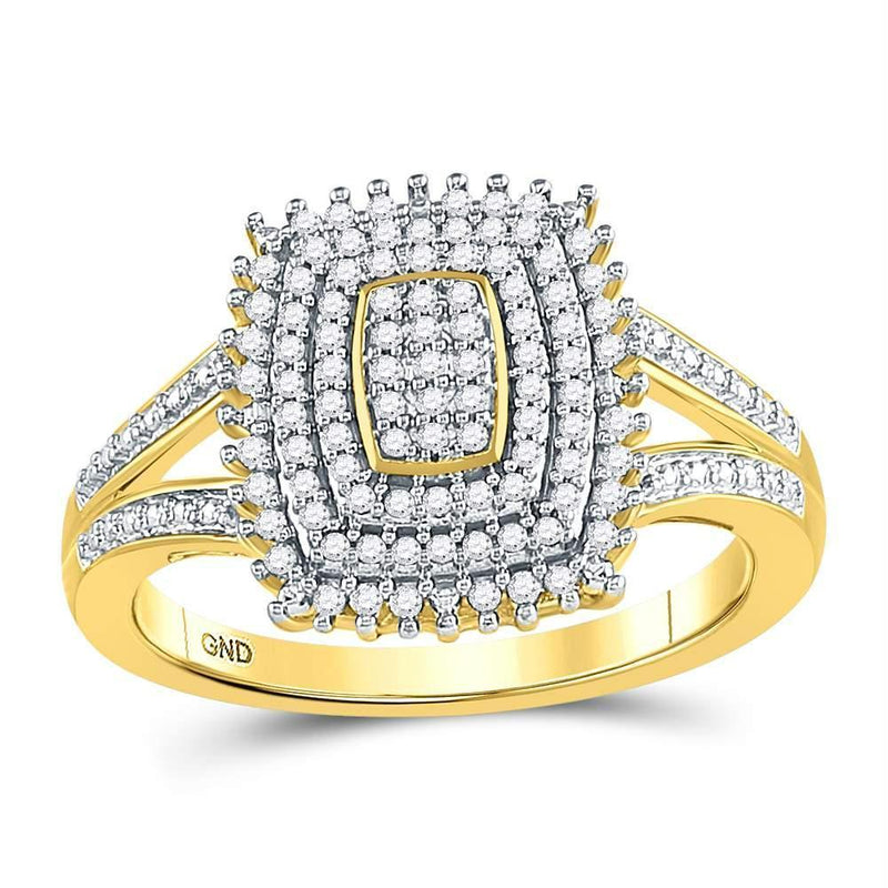 10kt Yellow Gold Women's Diamond Split-Shank Ring-Rings And Bands-8-JadeMoghul Inc.