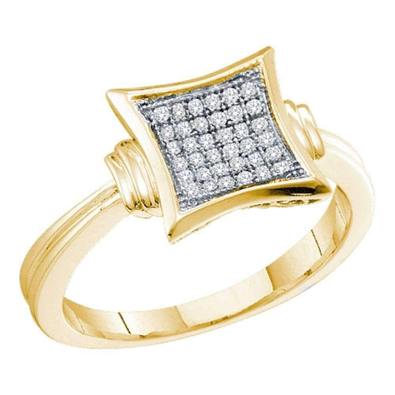 10kt Yellow Gold Women's Diamond Square Cluster Ring 1/10 Cttw - FREE Shipping (US/CAN)-Gold & Diamond Cluster Rings-5-JadeMoghul Inc.