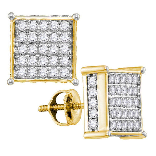 10kt Yellow Gold Women's Diamond Stud Earrings 1.00 Cttw-Gold & Diamond Earrings-JadeMoghul Inc.