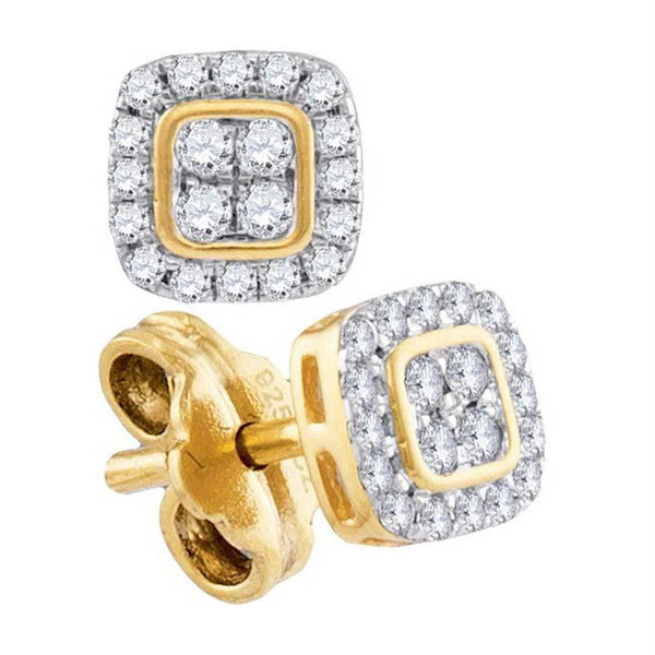10kt Yellow Gold Women's Diamond Stud Earrings-Earrings-JadeMoghul Inc.