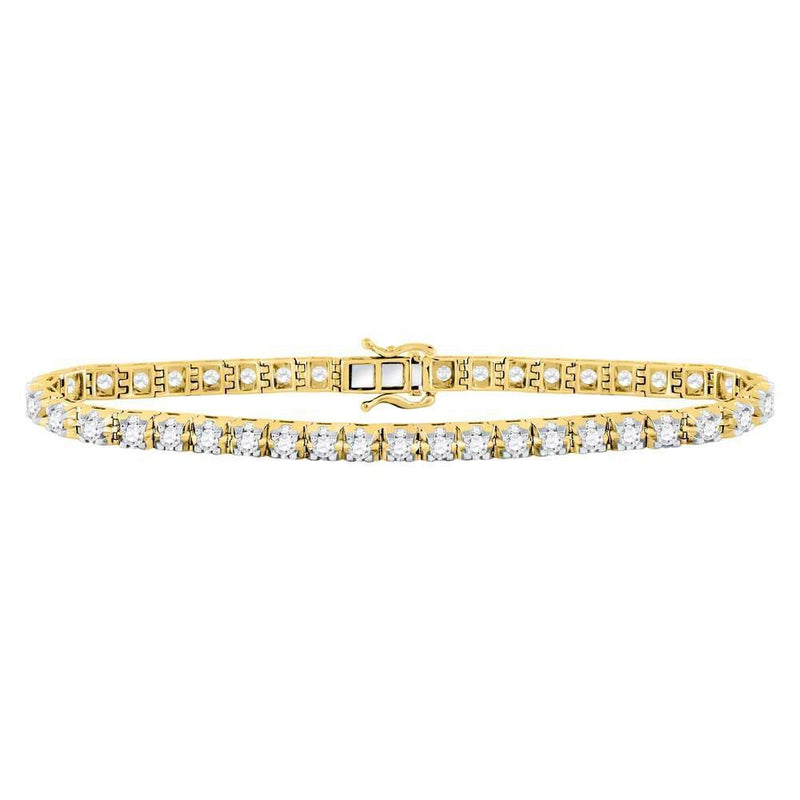 10kt Yellow Gold Women's Diamond Studded Tennis Bracelet 7.00 Cttw-Gold & Diamond Bracelets-JadeMoghul Inc.