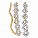 10kt Yellow Gold Women's Diamond Symmetrical Climber Earrings 1/4 Cttw-Gold & Diamond Earrings-JadeMoghul Inc.