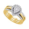 10kt Yellow Gold Women's Diamond Teardrop Cluster Bridal Wedding Engagement Ring Band Set 1-2 Cttw - FREE Shipping (US/CAN)-Gold & Diamond Wedding Ring Sets-JadeMoghul Inc.