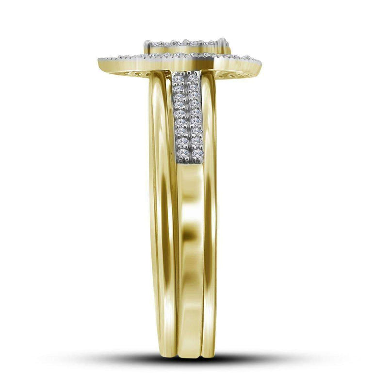 10kt Yellow Gold Women's Diamond Teardrop Cluster Bridal Wedding Engagement Ring Band Set 1/5 Cttw - FREE Shipping (US/CAN)-Wedding Jewelry-5-JadeMoghul Inc.