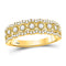 10kt Yellow Gold Women's Diamond Triple Row Vintage-inspired Band Ring 1/3 Cttw-Gold & Diamond Rings-JadeMoghul Inc.