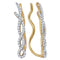 10kt Yellow Gold Women's Diamond Twist Woven Climber Earrings 1/4 Cttw-Gold & Diamond Earrings-JadeMoghul Inc.