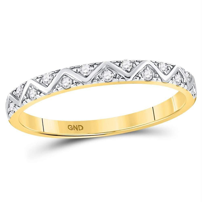 10kt Yellow Gold Women's Diamond Zigzag Stackable Band Ring-Rings And Bands-8-JadeMoghul Inc.