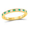 10kt Yellow Gold Women's Emerald Diamond Alternating Stackable Band Ring 1/4 Cttw-Gold & Diamond Rings-JadeMoghul Inc.