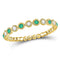 10kt Yellow Gold Women's Emerald Diamond Dot Stackable Band Ring 1/6 Cttw-Gold & Diamond Rings-JadeMoghul Inc.