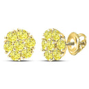 10kt Yellow Gold Women's Enhanced Diamond Cluster Earrings-Earrings-JadeMoghul Inc.