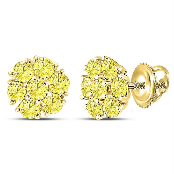 10kt Yellow Gold Women's Enhanced Diamond Cluster Earrings-Earrings-JadeMoghul Inc.