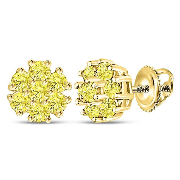 10kt Yellow Gold Women's Enhanced Diamond Cluster Earrings-Earrings-JadeMoghul Inc.