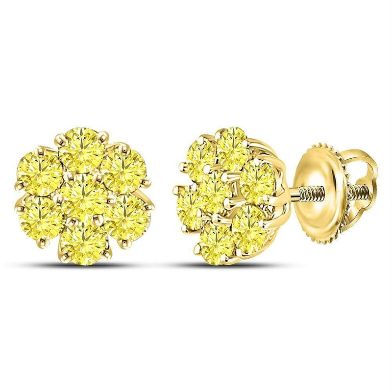 10kt Yellow Gold Women's Enhanced Diamond Cluster Earrings-Earrings-JadeMoghul Inc.