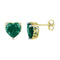 10kt Yellow Gold Womens Heart Lab-Created Emerald Heart Stud Earrings 5-1-2 Cttw-Gold & Diamond Earrings-JadeMoghul Inc.
