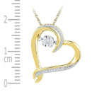 10kt Yellow Gold Women's Moving Twinkle Round Diamond Heart Pendant 1-20 Cttw - FREE Shipping (US/CAN)-Gold & Diamond Pendants & Necklaces-JadeMoghul Inc.