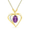 10kt Yellow Gold Womens Oval Lab-Created Amethyst Heart Pendant 3-4 Cttw-Gold & Diamond Pendants & Necklaces-JadeMoghul Inc.
