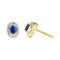 10kt Yellow Gold Women's Oval Lab-Created Blue Sapphire Diamond Stud Earrings 1-8 Cttw - FREE Shipping (US/CAN)-Gold & Diamond Earrings-JadeMoghul Inc.