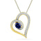 10kt Yellow Gold Women's Oval Lab-Created Blue Sapphire Heart Outline Pendant 3-4 Cttw - FREE Shipping (US/CAN)-Gold & Diamond Pendants & Necklaces-JadeMoghul Inc.