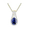 10kt Yellow Gold Women's Oval Lab-Created Blue Sapphire Solitaire Pendant 1-3-4 Cttw - FREE Shipping (US/CAN)-Gold & Diamond Pendants & Necklaces-JadeMoghul Inc.