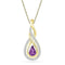 10kt Yellow Gold Womens Pear Lab-Created Amethyst Diamond Teardrop Pendant 1-2 Cttw-Gold & Diamond Pendants & Necklaces-JadeMoghul Inc.