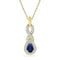 10kt Yellow Gold Womens Pear Lab-Created Blue Sapphire Solitaire Pendant 2-3 Cttw-Gold & Diamond Pendants & Necklaces-JadeMoghul Inc.
