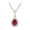 10kt Yellow Gold Women's Pear Lab-Created Ruby Solitaire Diamond Frame Pendant 1-7-8 Cttw - FREE Shipping (US/CAN)-Gold & Diamond Pendants & Necklaces-JadeMoghul Inc.