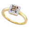 10kt Yellow Gold Women's Princess Cognac-brown Color Enhanced Diamond Square Cluster Halo Ring 1/4 Cttw - FREE Shipping (US/CAN)-Gold & Diamond Fashion Rings-5-JadeMoghul Inc.