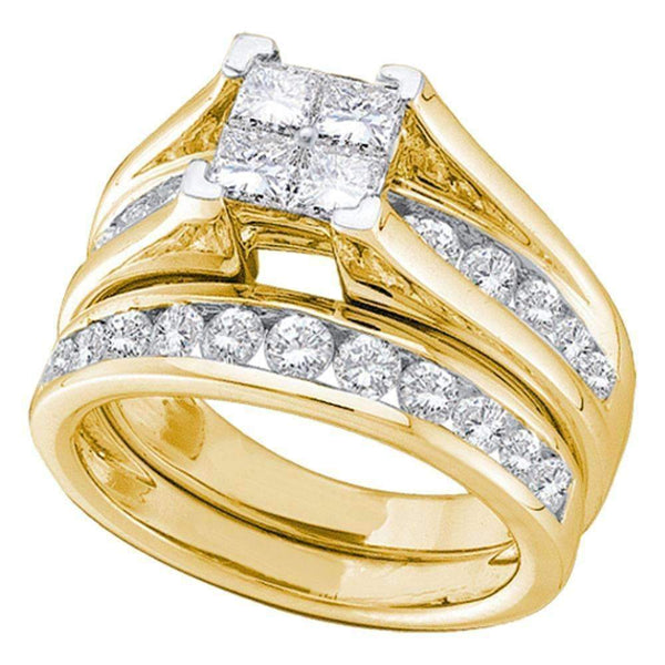 10kt Yellow Gold Women's Princess Diamond Bridal Wedding Engagement Ring Band Set 1/2 Cttw - FREE Shipping (US/CAN)-Gold & Diamond Wedding Ring Sets-5-JadeMoghul Inc.