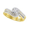 10kt Yellow Gold Womens Princess Diamond Bridal Wedding Engagement Ring Band Set 3/8 Cttw-Gold & Diamond Wedding Ring Sets-8-JadeMoghul Inc.