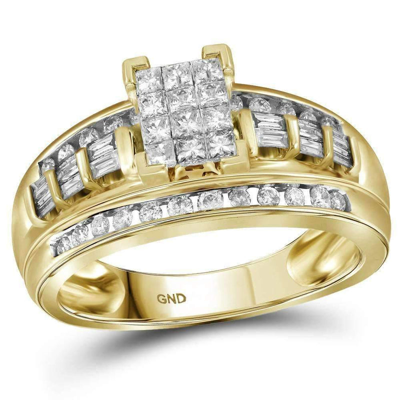 10kt Yellow Gold Women's Princess Diamond Cluster Bridal Wedding Engagement Ring 1/2 Cttw - FREE Shipping (US/CAN) - Size 5-Gold & Diamond Engagement & Anniversary Rings-6-JadeMoghul Inc.