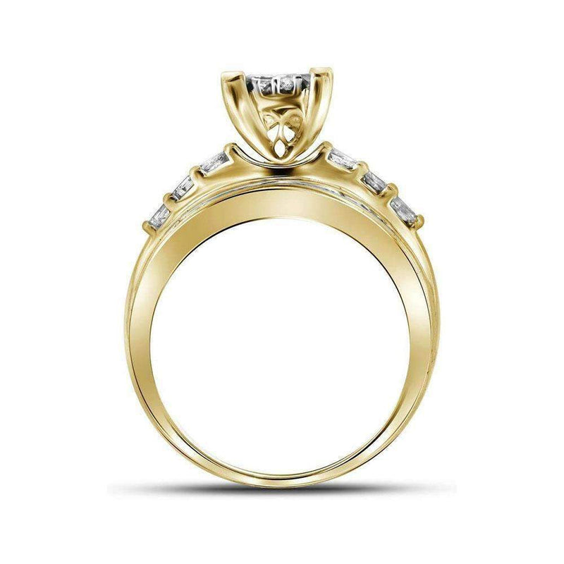 10kt Yellow Gold Women's Princess Diamond Cluster Bridal Wedding Engagement Ring 1/2 Cttw - FREE Shipping (US/CAN)-Wedding Jewelry-5.5-JadeMoghul Inc.