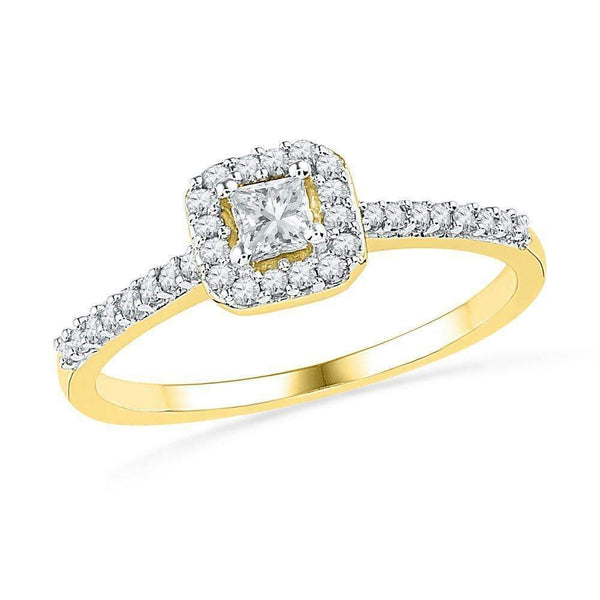 10kt Yellow Gold Women's Princess Diamond Solitaire Square Halo Bridal Wedding Engagement Ring 1/4 Cttw - FREE Shipping (US/CAN)-Gold & Diamond Engagement & Anniversary Rings-5-JadeMoghul Inc.