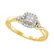 10kt Yellow Gold Womens Princess Diamond Square Cluster Ring 1/5 Cttw-Gold & Diamond Fashion Rings-8-JadeMoghul Inc.