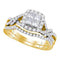 10kt Yellow Gold Womens Princess Diamond Twist Bridal Wedding Engagement Ring Band Set 1.00 Cttw-Gold & Diamond Wedding Ring Sets-5-JadeMoghul Inc.