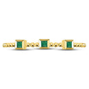 10kt Yellow Gold Women's Princess Emerald Beaded 3-stone Stackable Band Ring .03 Cttw-Gold & Diamond Rings-JadeMoghul Inc.