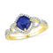 10kt Yellow Gold Women's Princess Lab-Created Blue Sapphire Solitaire Diamond Accent Ring 1-1/10 Cttw - FREE Shipping (US/CAN)-Gold & Diamond Fashion Rings-5-JadeMoghul Inc.