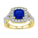 10kt Yellow Gold Women's Princess Lab-Created Blue Sapphire Solitaire Ring 3-3/4 Cttw - FREE Shipping (US/CAN)-Rings And Bands-6-JadeMoghul Inc.