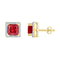 10kt Yellow Gold Womens Princess Lab-Created Ruby Stud Earrings 2.00 Cttw-Gold & Diamond Earrings-JadeMoghul Inc.