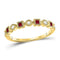 10kt Yellow Gold Women's Princess Ruby Diamond Dot Milgrain Stackable Band Ring 1/8 Cttw-Gold & Diamond Rings-JadeMoghul Inc.
