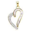 10kt Yellow Gold Women's Round Baguette Diamond Heart Pendant 1-4 Cttw - FREE Shipping (US/CAN)-Gold & Diamond Pendants & Necklaces-JadeMoghul Inc.