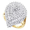 10kt Yellow Gold Women's Round Baguette Diamond Teardrop Cluster Ring 1.00 Cttw - FREE Shipping (US/CAN)-Rings And Bands-5-JadeMoghul Inc.