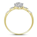 10kt Yellow Gold Women's Round Baguette Prong-set Diamond Oval Cluster Ring 1/10 Cttw - FREE Shipping (US/CAN)-Gold & Diamond Cluster Rings-5-JadeMoghul Inc.